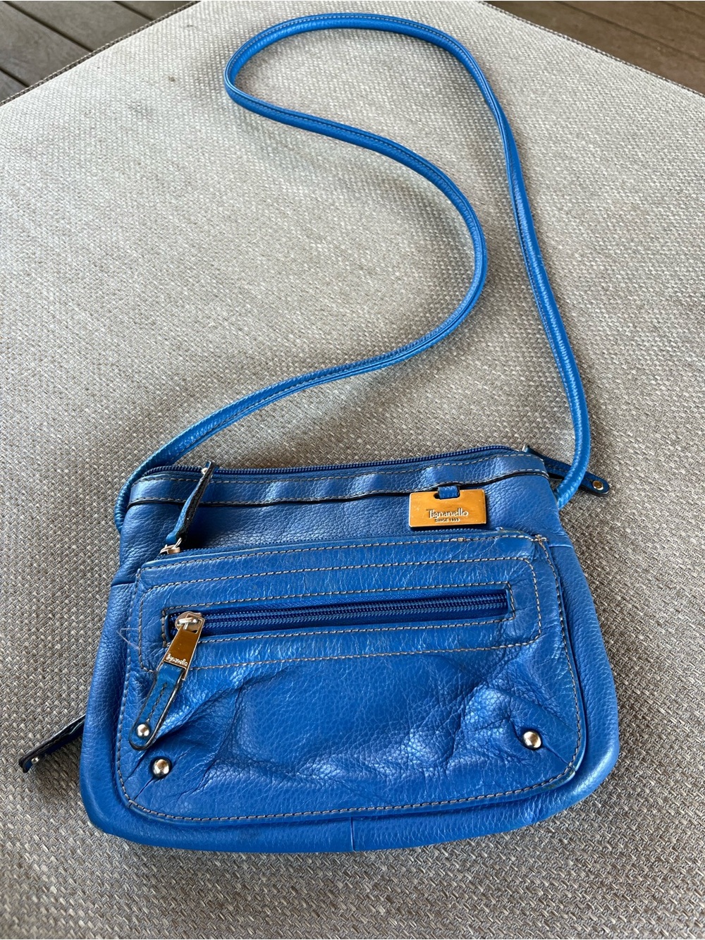 Tignanello Electric Blue Leather Crossbody Bag - Picture 1 of 6